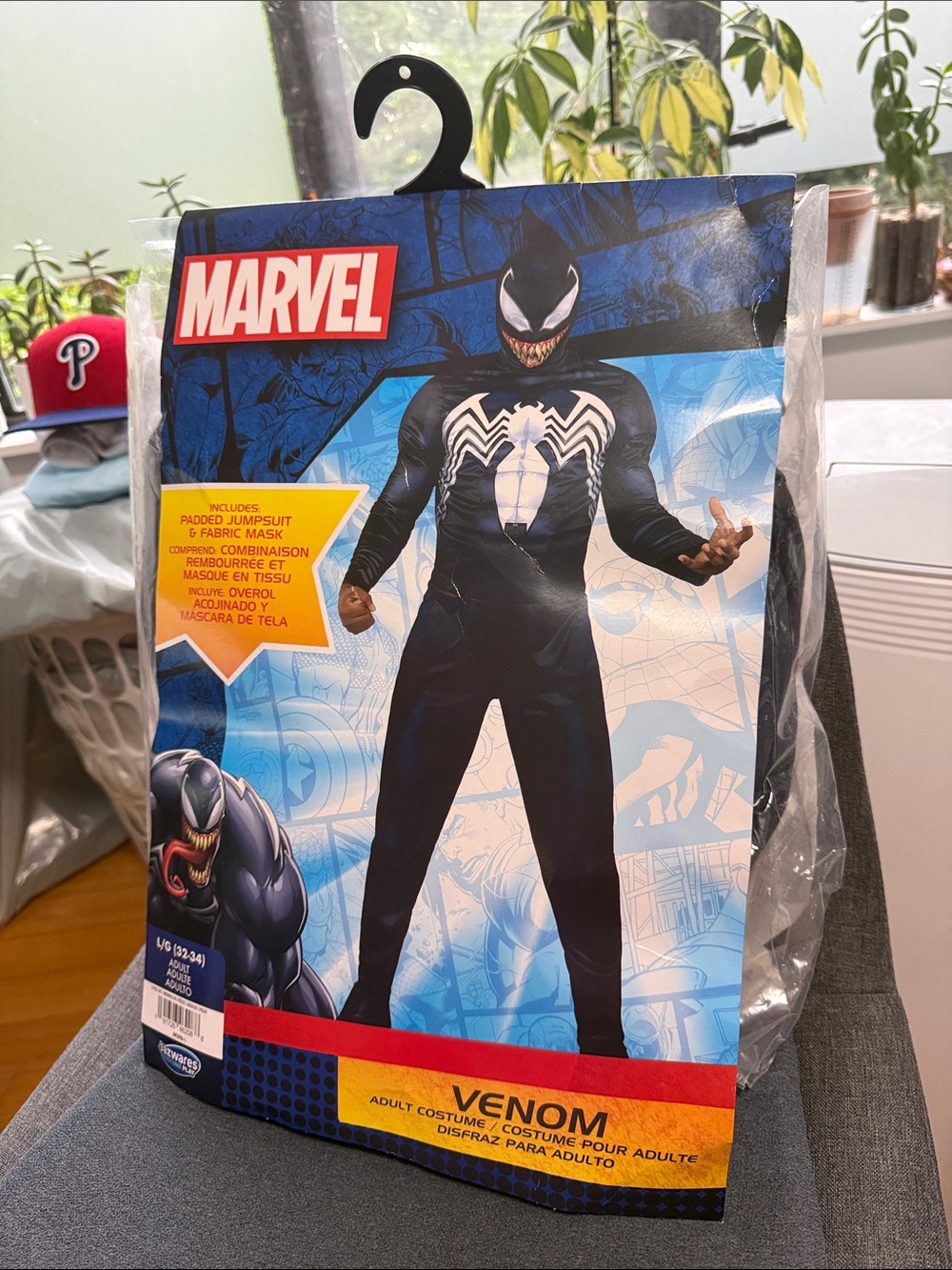 Marvel VENOM Adult Costume Large (32-34) Mask Padded Jumpsuit